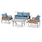 Baxton Studio Nicholson Modern Blue Fabric and Grey Metal with Brown Rattan 4-PC Outdoor Patio Lounge Set 183-11756-Zoro - alternate 6